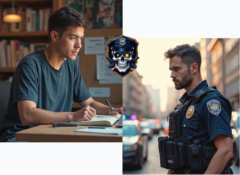 Policiais se preparando